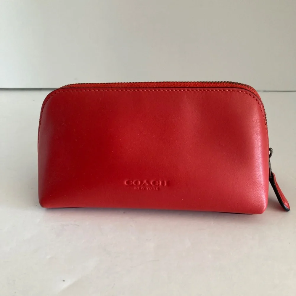 Coach Pac-Man Limited Edition Cosmetic Case Red Leather Cherries F56712 AS IS